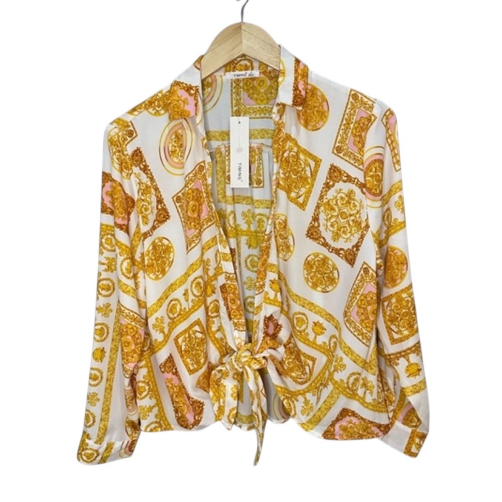 Timing Gold and Pink Patterned Blouse - Picture 2 of 6